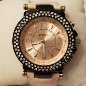Chico’s oversized pink leather watch